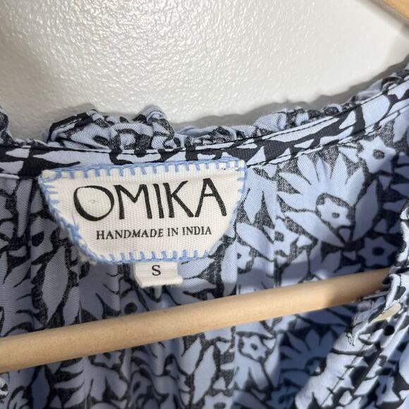 Omika Wilora Mini Dress Womens Small Blue Floral Tiered Pockets Ruffle Feminine - Picture 7 of 13